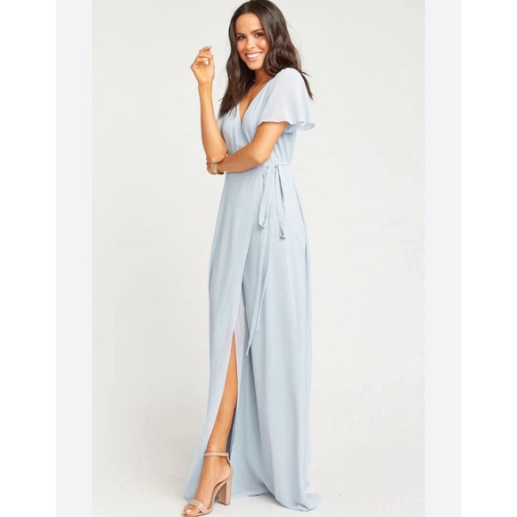 Show Me Your MuMu Dresses & Skirts - Show Me Your Mumu Noelle Flutter Wrap Dress Dusty Blue Size Small‎